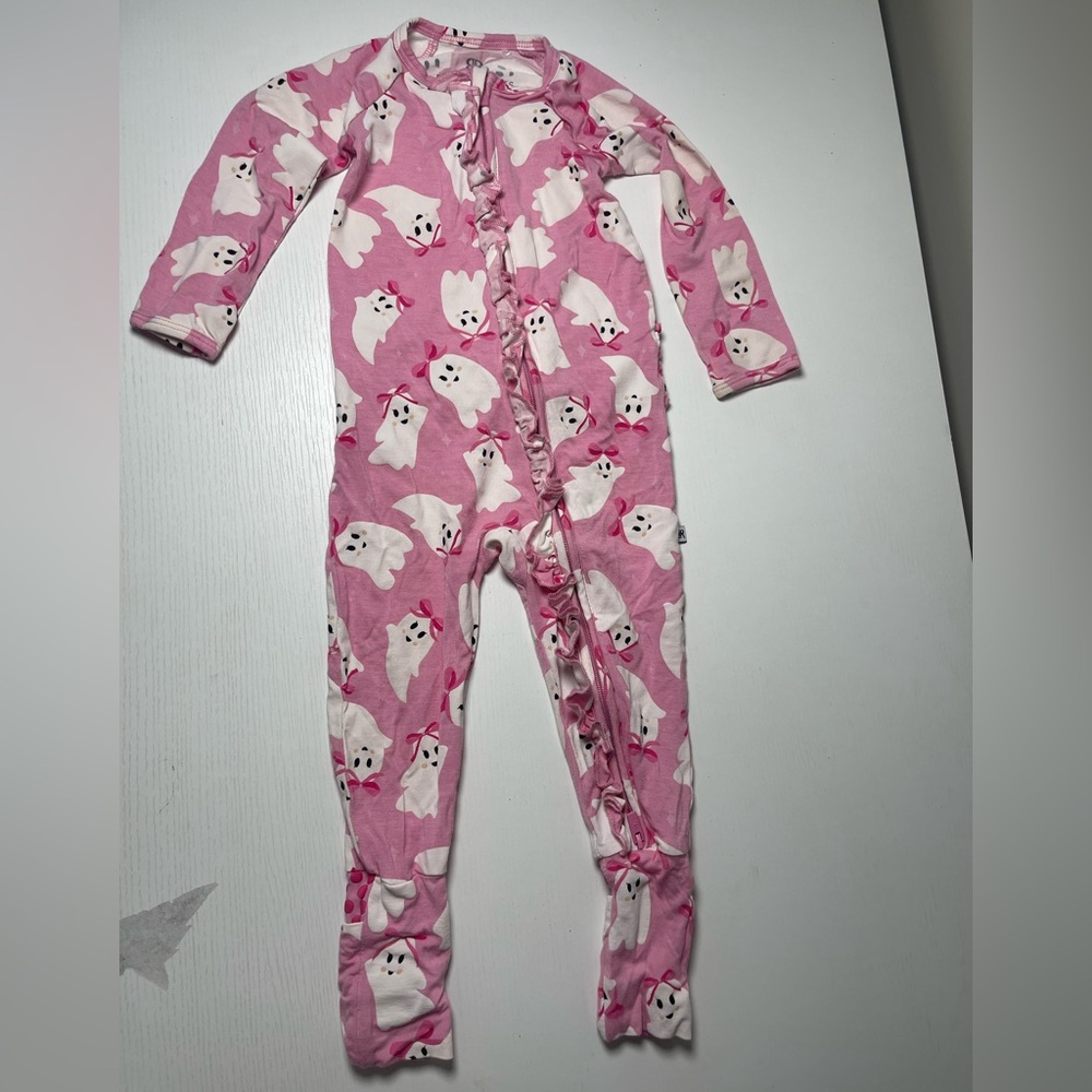 Bums and Roses Pink Ghost Print Kids Convertible Romper